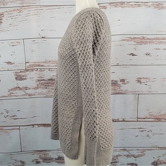 Athleta Honeycomb Sweater Tunic Oatmeal Heather Merino Blend Size XXS - Picture 2 of 9